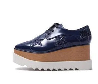 Luxury design thick-soled women's sports shoes fashion star real leather women's casual shoes runway wooden sole women's shoes