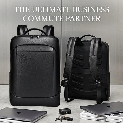 High-Quality Genuine Cowhide Leather Backpack for Men,15.6 Inch Laptop Bag,Business Travel Daypack,Office Briefcase