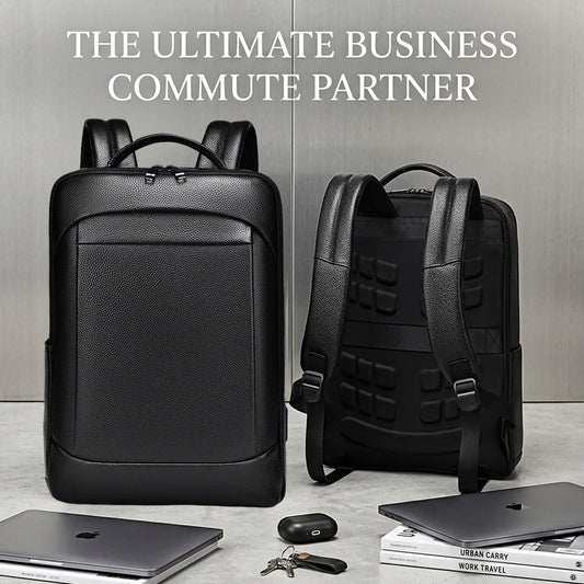 High-Quality Genuine Cowhide Leather Backpack for Men,15.6 Inch Laptop Bag,Business Travel Daypack,Office Briefcase