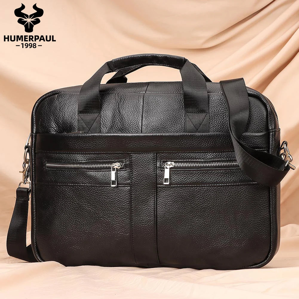 Men Briefcase Bag High Quality Business Genuine Leather Shoulder Messenger Bags Male Office Handbag 14 inch Laptop Bag Travel
