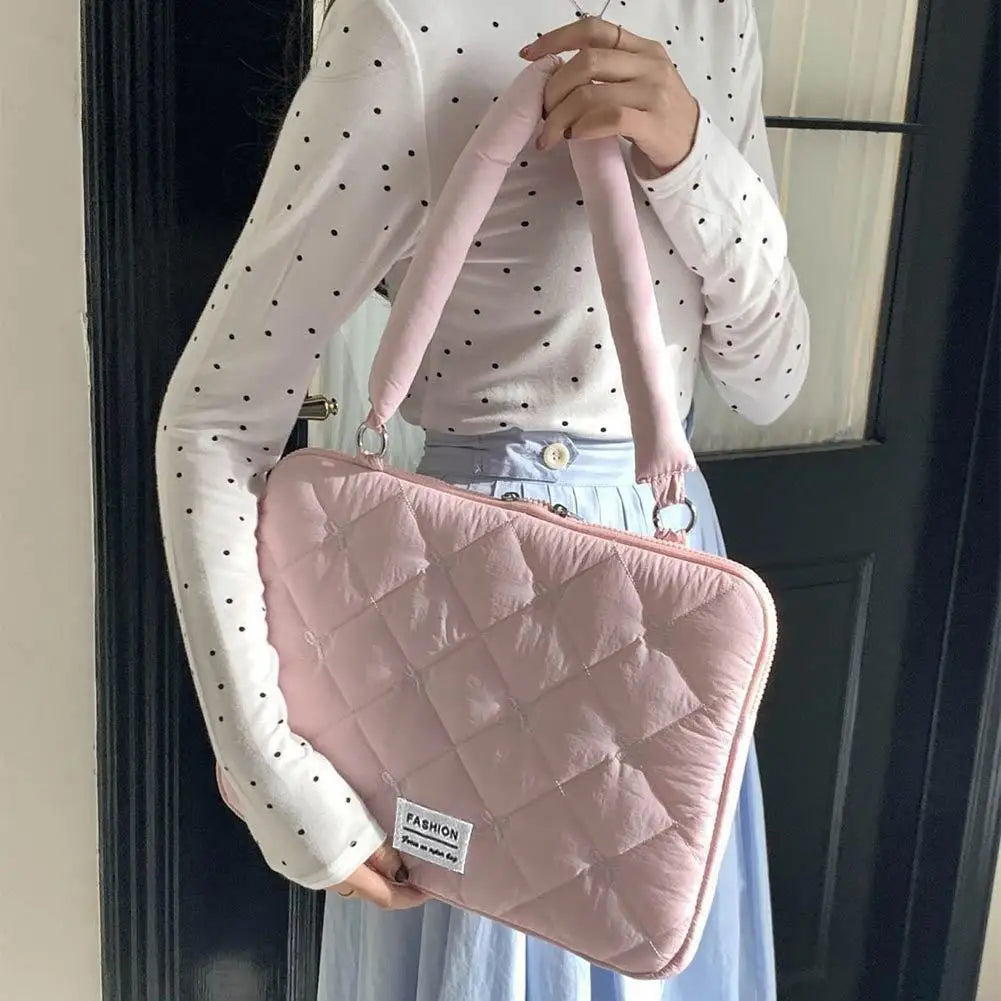 Cute Bow Embroidered Laptop Sleeve Bag For 11-15 Inch Portable Shoulder Handbag Fashion Notebook Case For Women