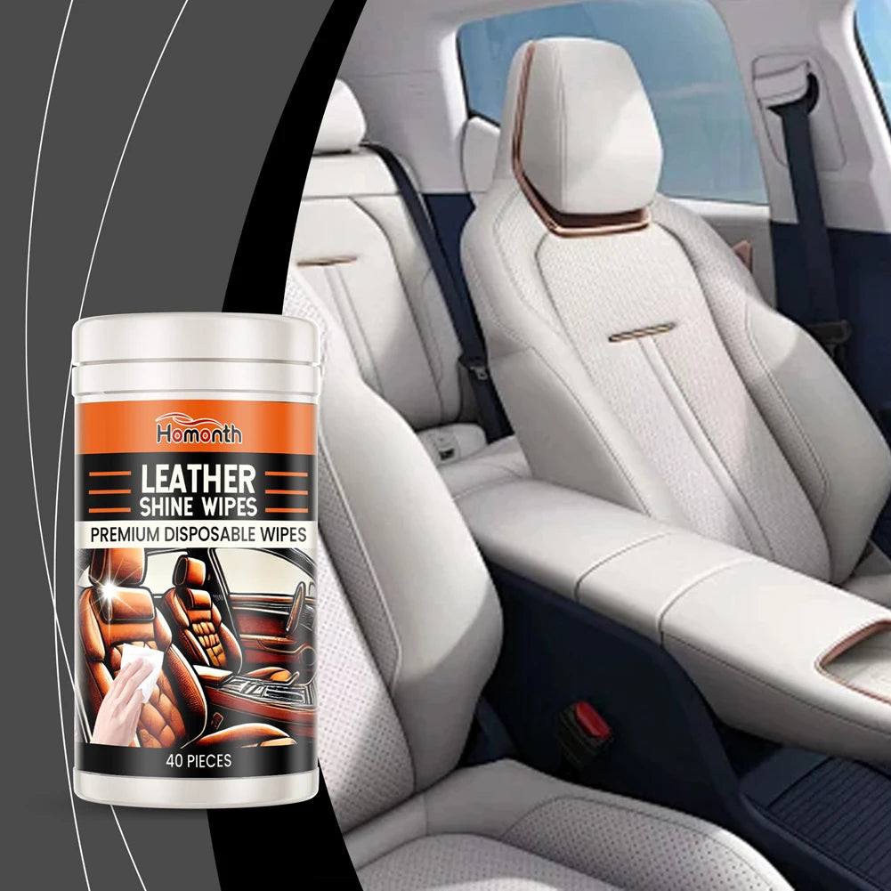40Pcs Leather Cleaner & Conditioner Wipes Disposable Car Leather Wipes Conditioning Wipes Plastic Leather Restore Polish