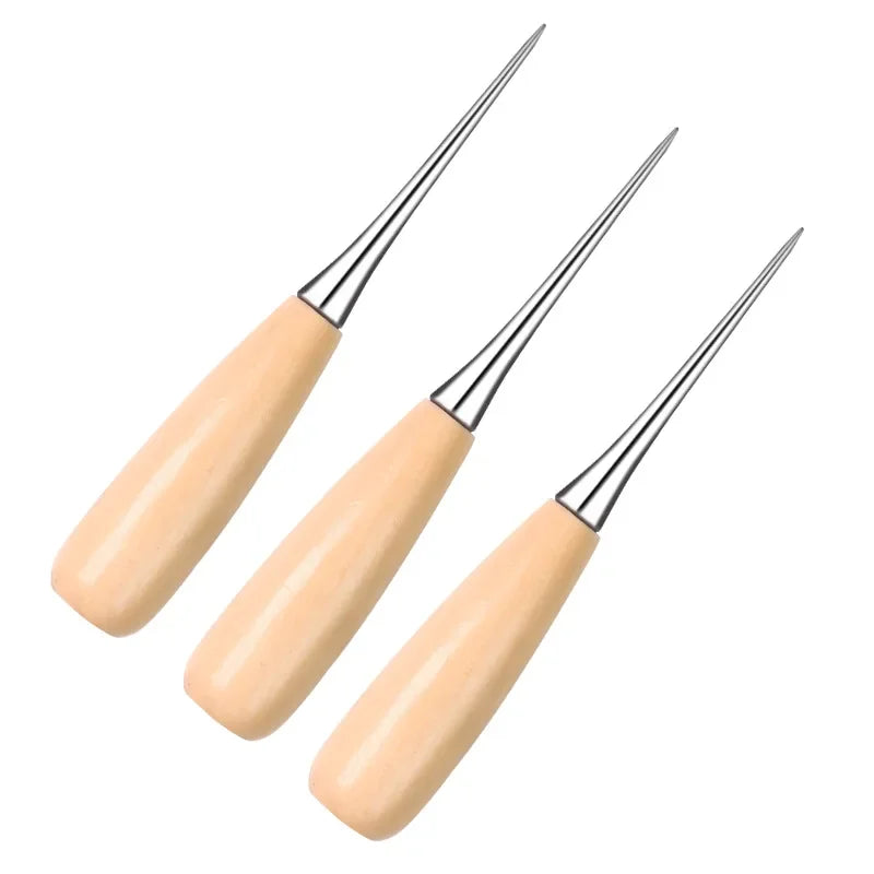 Leather Awl with Wooden Handle - DIY Shoemaking Punching Tool with Protective Sheath for Leather Repair (Piercing Tool)
