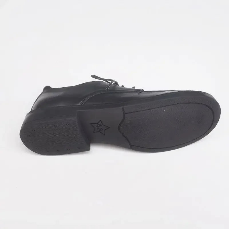 Genuine Leather Wide Toe Men's Women's British Style Lace-up Shoes Business Casual Work Shoes Cowhide