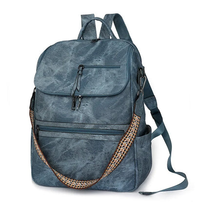 Women Large Leather Laptop Backpack 15.6 Inch Waterproof Casual Fashion Business Retro Travel Shoulder Bag for College