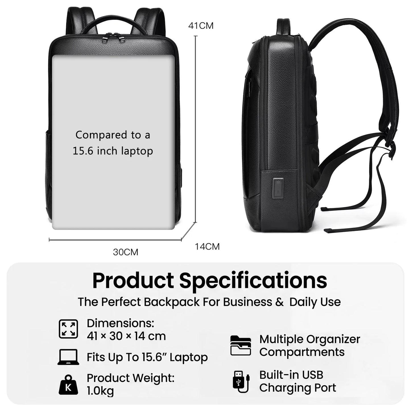 High-Quality Genuine Cowhide Leather Backpack for Men,15.6 Inch Laptop Bag,Business Travel Daypack,Office Briefcase