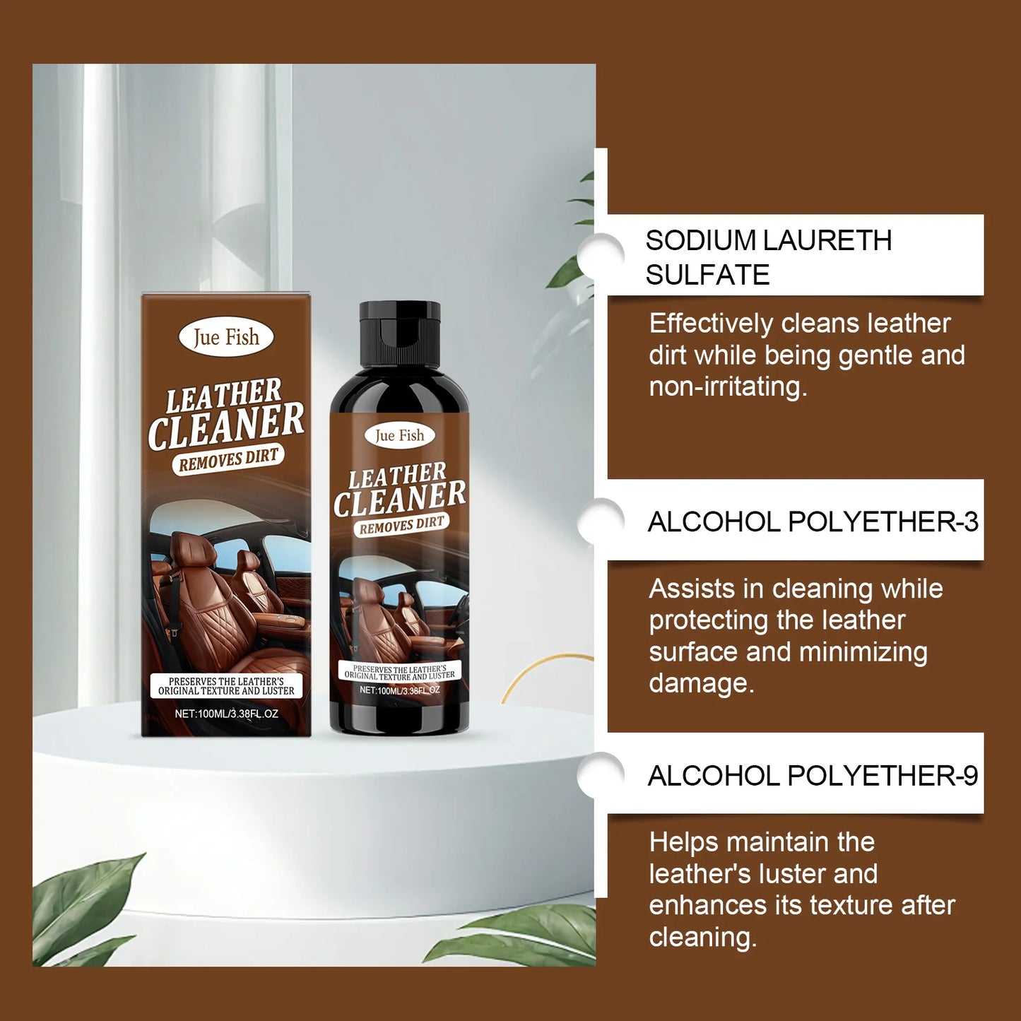 Leather Cleaner - A Universal Cleaner for Stain Removal, Refurbishing and Maintenance, Suitable for Sofas and Car Seats