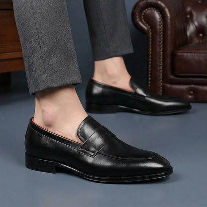 Men Loafer Casual Shoes Calf Leather Waterproofing Materials Formal Dress Shoes Oxfords for Men