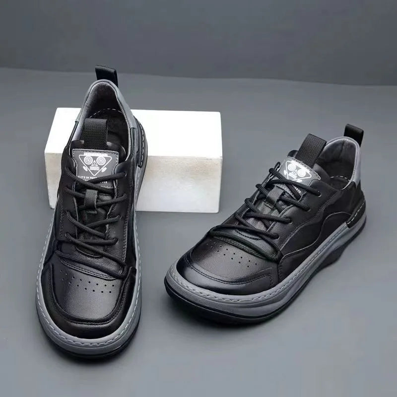 business man shoes leather black white platform men's sneakers and casual shoes high quality designer luxury shoes heren schoene