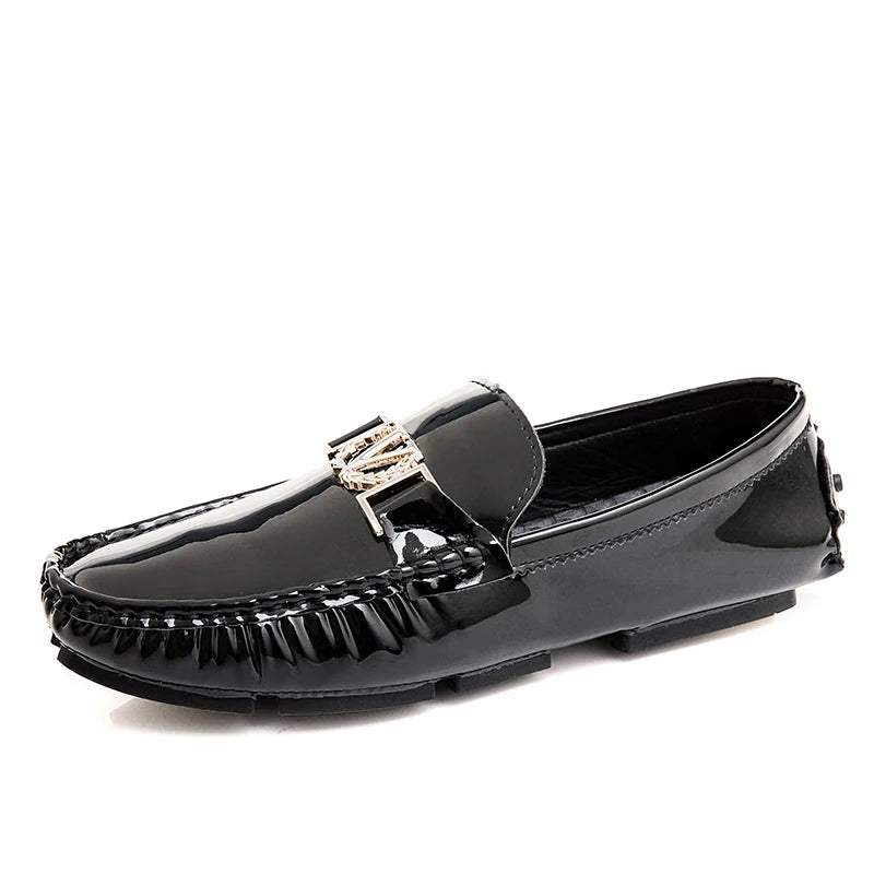 Men's Loafers for Spring and Summer, Slip-On Shoes, Korean Style Trendy Patent Leather Men's Shoes, Low-Top Lazy Shoes, Casual Shoes, Handmade