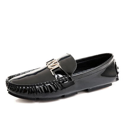 Men's Loafers for Spring and Summer, Slip-On Shoes, Korean Style Trendy Patent Leather Men's Shoes, Low-Top Lazy Shoes, Casual Shoes, Handmade