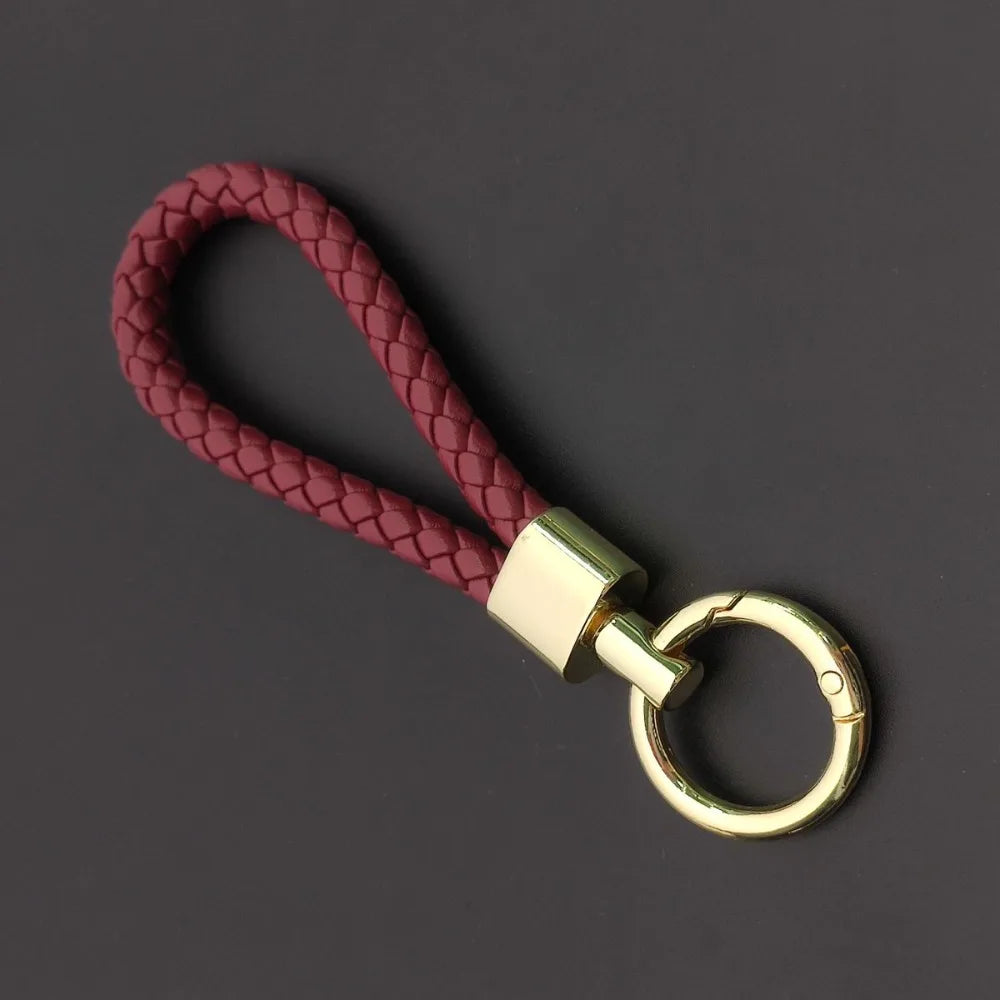 Creative Leather Woven Keychain  Backpack Accessories Couple Pendant Gift Man Lady Metal Keying Neutral Personalized Fashion