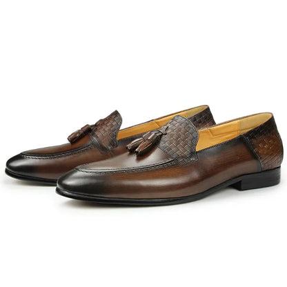 Genuine Leather Men's Shoes Business Formal Pointed Toe Slip-Ons Loafers Shoes British Style Casual Breathable Men Leather Shoes