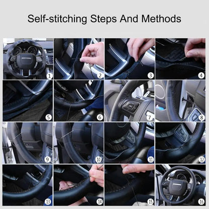 Car Steering Wheel Braid Cover Needles And Thread Artificial Leather Car Covers Suite 4 Color DIY Texture Soft Auto Accessories