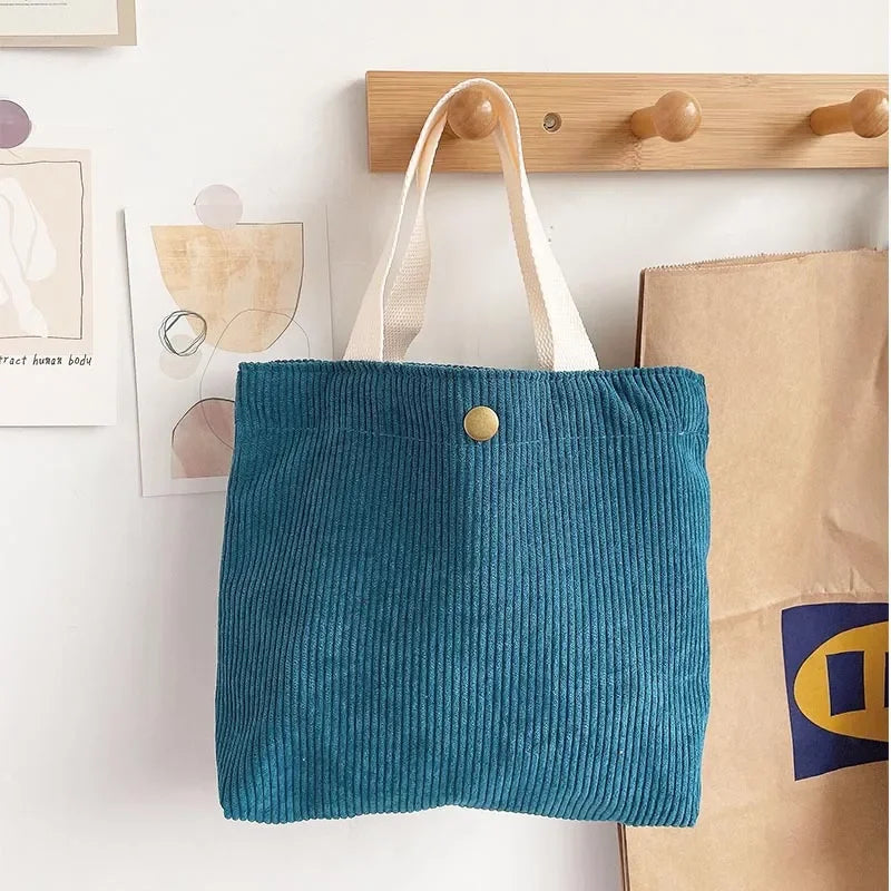 Bags for Women Corduroy HandBags Reusable Lunch Bags Casual Tote Female Handbag Canvas Tote Bag Dropshipping