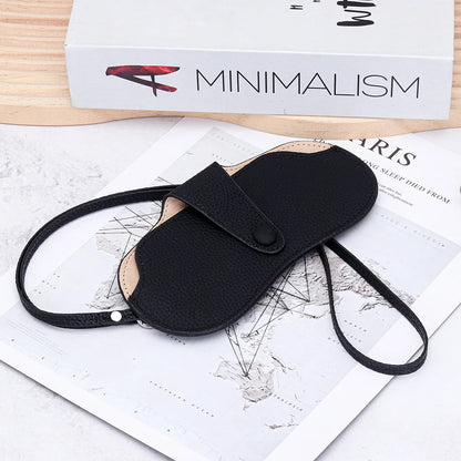 Leather Sunglass Case, Glasses Cases Holder, Portable Soft Leather Sunglasses Bag, Slim Eyeglasses Pouch Men Women with Lanyard