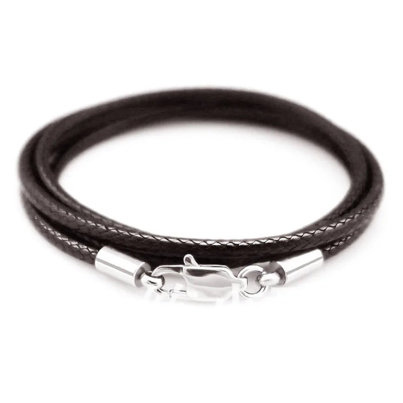 Braided Leather Cord for DIY Lanyard Pendant Necklace Making String Rope Thread Jewelry Making Stainless Steel Lobster Clasp