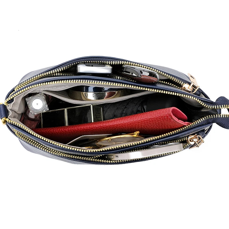 Leisure Genuine Leather Girl Motorcycle Bag Fashion Trend Female Messenger Bags Wallet High Quality Soft Leather Shoulder Bolsas