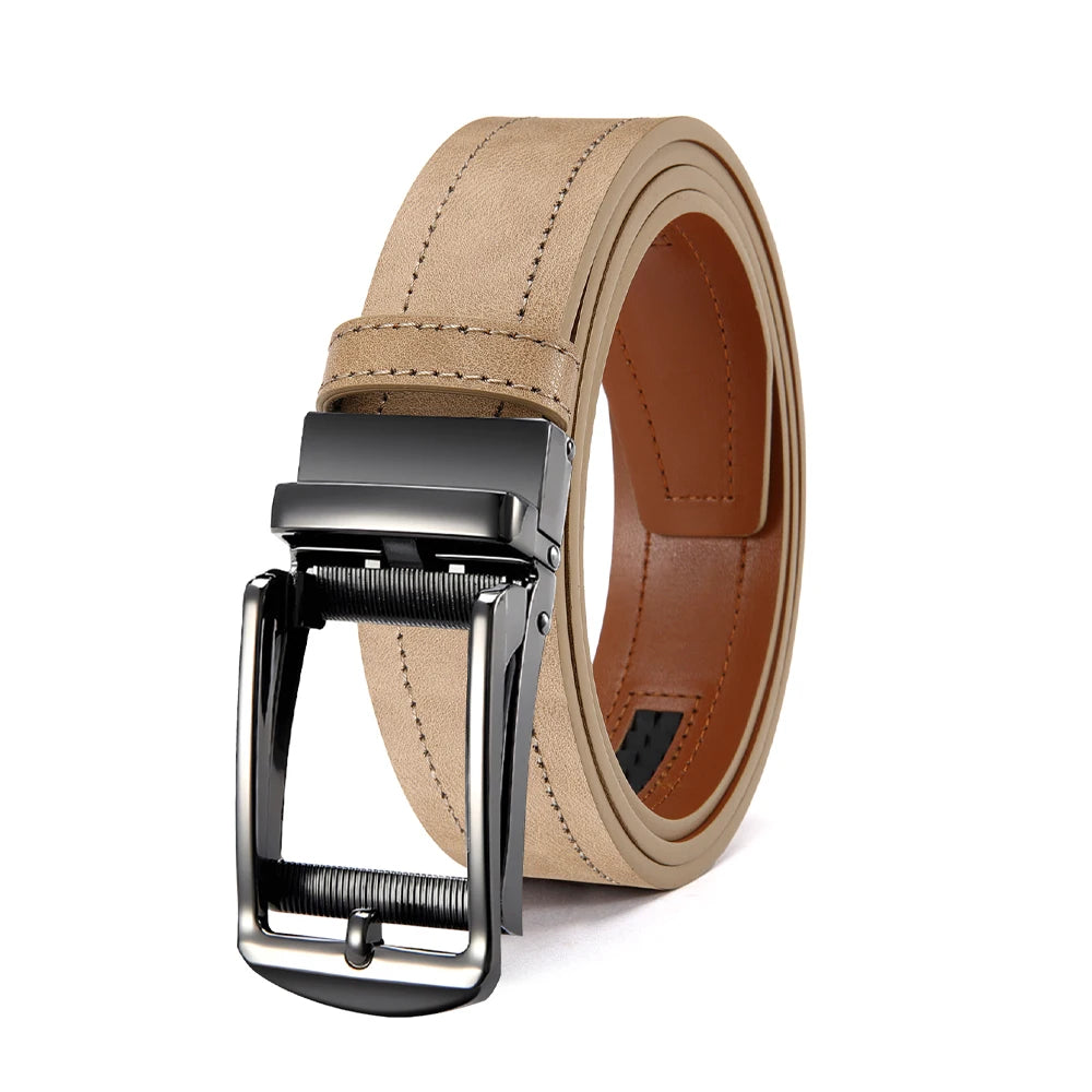 Men's Leather Belts Fashion Automatic Buckle PU Male Belts Luxury Business Designer Black Brown 115 125 135cm