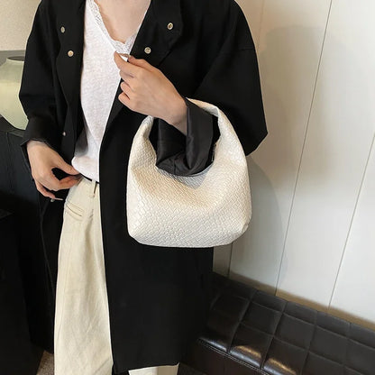 Women Classic Handbags for Women Fashion Woven Embossed Soft PU Leather Small Top Handle Shoulder Bag, Casual Daily Use Tote Bag