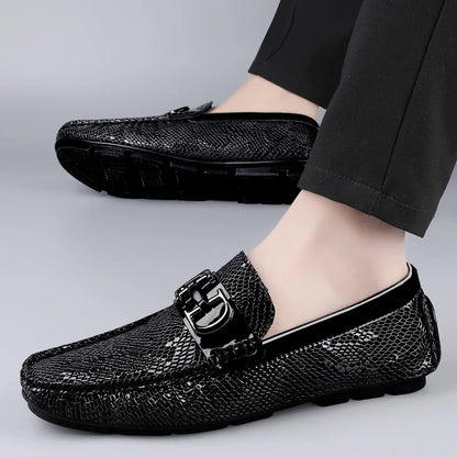High Quality Men's Fashionable Snake Skin Pattern Comfortable Business Banquet Leather Shoes Spring New Men's Casual Loafers