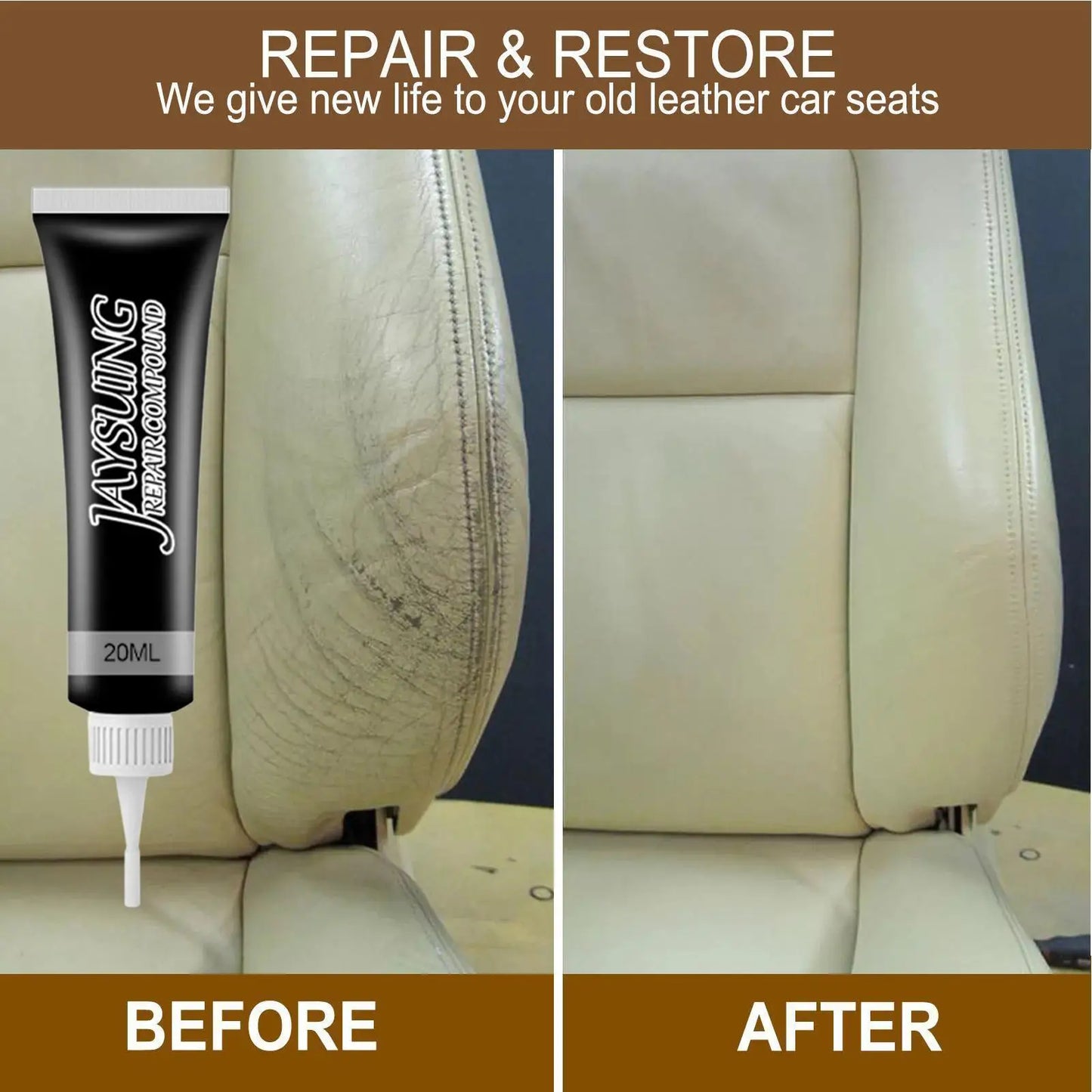 20ml Leather Repair Gel Complementary Colors Repair Scratches Cracks Car Seats Sofa Accessories Kit Home Household Cleaning