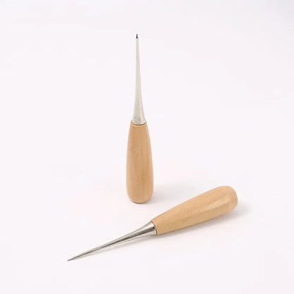 Leather Awl with Wooden Handle - DIY Shoemaking Punching Tool with Protective Sheath for Leather Repair (Piercing Tool)