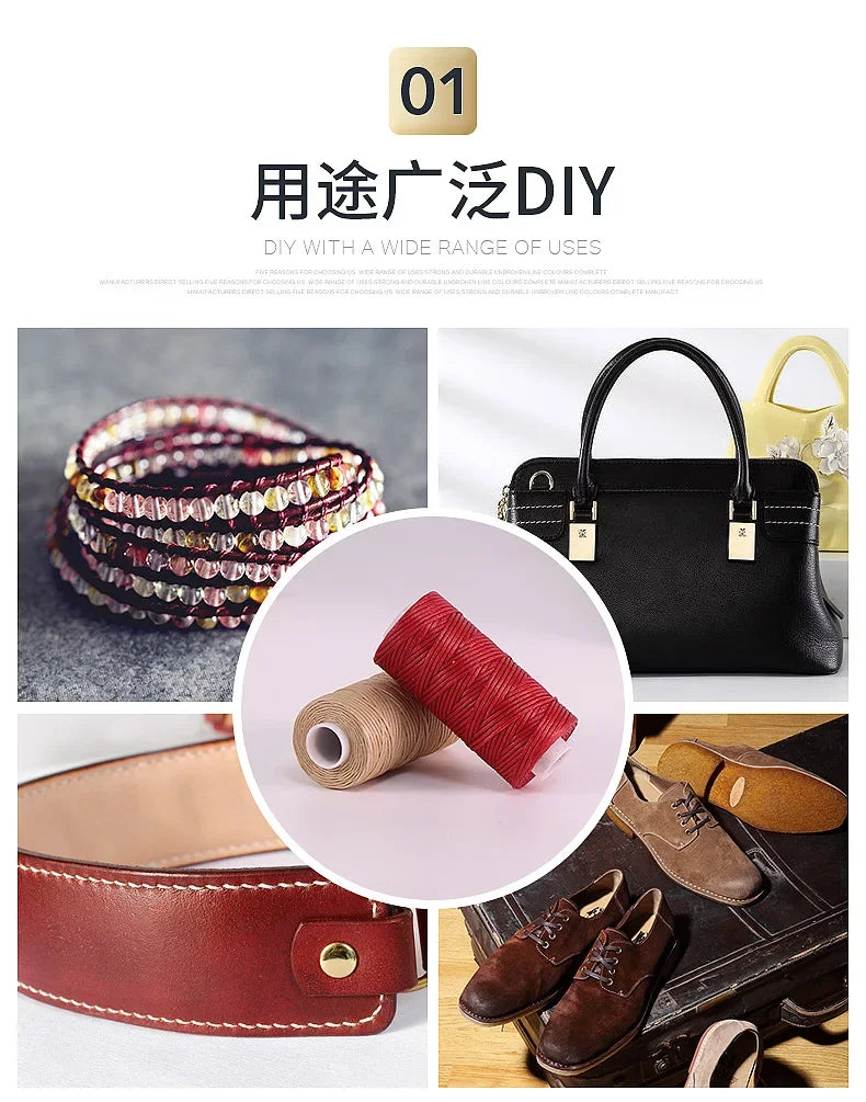 50M 0.8mm Thickness Waxed Thread For Leather Waxed Cord For Diy Handicraft Tool Hand Stitching Thread Flat Waxed Sewing Line