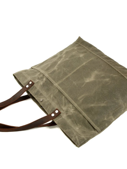Retro Canvas Leather Men's Shoulder Bag Large Capacity Tote Bag Laptop Bag Artistic Style Casual Single Shoulder Handbag