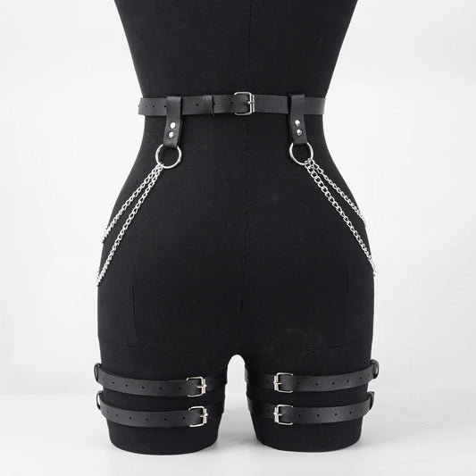 Women's Fashion PU Leather Belt Thigh Garter Tassel Chain Suitable for Daily, Holiday Party Dress Matching Accessories