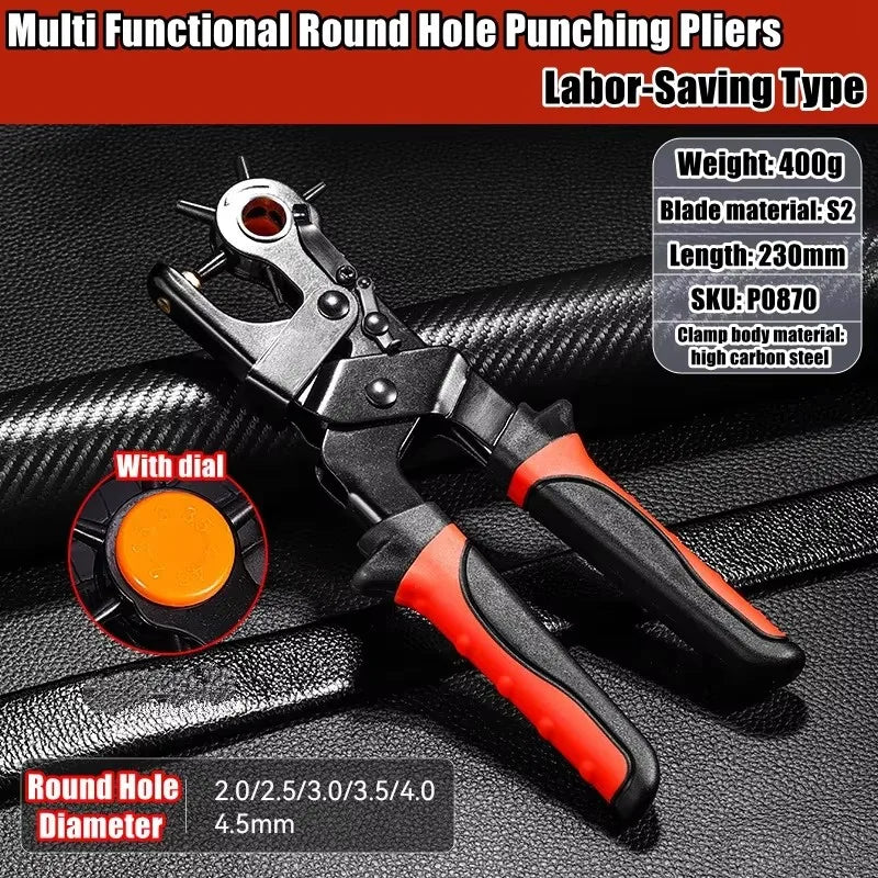 Leather Hole Punch Pliers Tools Multifunctional StainlessSteel Belt Hole Punching Tool Heavy Duty Eyelet Puncher Crafts Tool