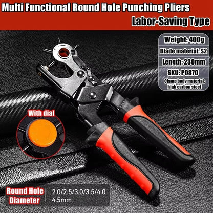 Leather Hole Punch Pliers Tools Multifunctional StainlessSteel Belt Hole Punching Tool Heavy Duty Eyelet Puncher Crafts Tool