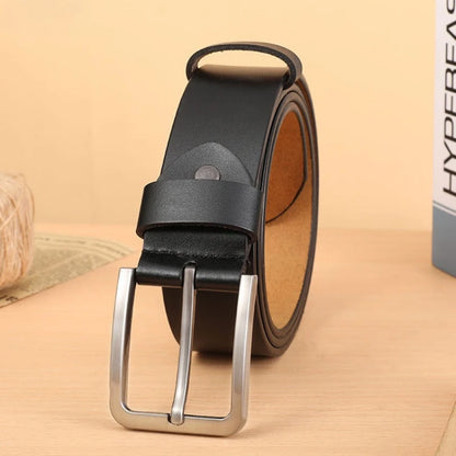 3.7cm Wide Men's Synthetic Leather Belt with Metal Pin Buckle, Casual Jeans Belt for Men, Unisex Synthetic Leather Pants Belt