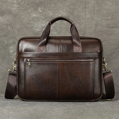 Men's Fashionable Genuine Leather Business Briefcase with Large Capacity151-inch laptop handbag made of top-grade cowhide