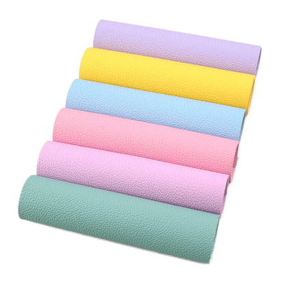 A5 Size Lychee Faux Leather Set 15*21cm Synthetic Leather Fabric Sheets 6Pcs for DIY Earrings Hair Bows Bags Crafts Projects