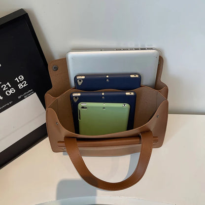 Portable Laptop Bag Size 14.2inch X 9.8inch Fashion iPad Air Bag Solid Pu Leather Handbag Women Computer Briefcase Bag Brown
