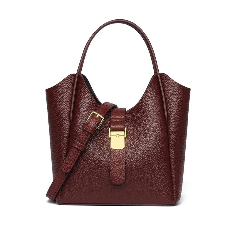 Women‘s Cowhide Genuine Leather Shoulder Bag Ladies Soft Natural Cow Leather Handbag Female Fashion Luxury Design Crossbody Bags