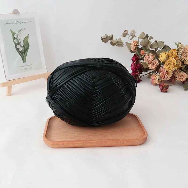 200g  Advanced customized metal texture strip thread handmade DIY woven bag material luminous bright leather material
