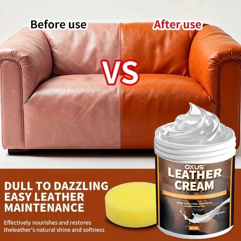 Leather Care Cream -150g Refurbishment Gloss for Sofas, Jackets, Shoes, and Accessories to Enhance Gloss, Prevent Agin