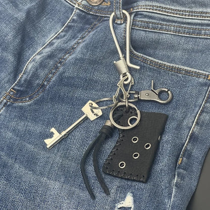 Original Fashion Accessories Genuine Leather Keychain Jeans Waist Decoration Backpack Metal Pendant Brass Stainless Steel