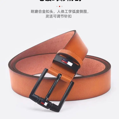 Men's PU Leather Alloy Pin Square Buckle Belt Business Leisure Belts 2023 Fashion Black Coffee Brown Waist Belts for Men