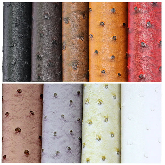 Plain Solid Ostrich Textured Embossed Faux Leather Fabric For Handbag Bag Decoration Textile Craft DIY CN461
