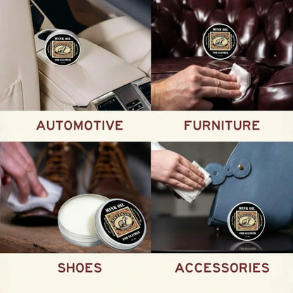Mink Oil Leather Conditioner Balm for All Leather Products – Natural Odorless Care Cream for Shoes, Boots, Bags, Sofa