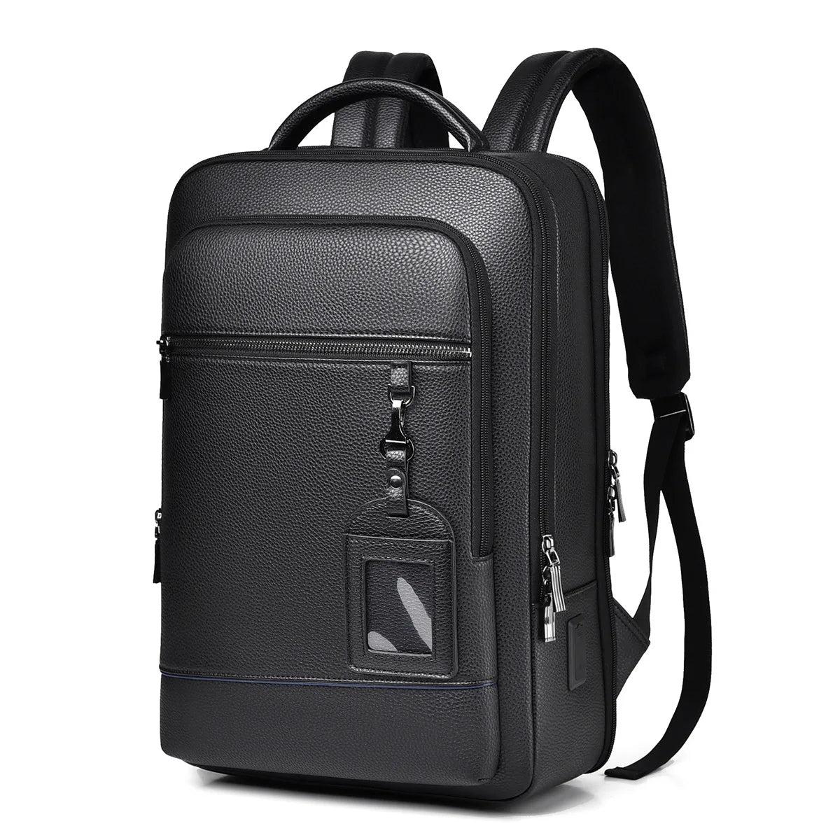 Men's Business Trip Backpack High Quality PU Leather Laptop Bag Men Commute Large Capacity Executive Office Travel Backpacks