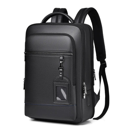 Men's Business Trip Backpack High Quality PU Leather Laptop Bag Men Commute Large Capacity Executive Office Travel Backpacks