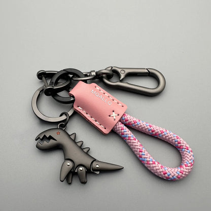 Motorcycle Decoration Accessories and Car Keychain Single Leather Woven Rope Metal Keychain Handbag Pendant Small Gift