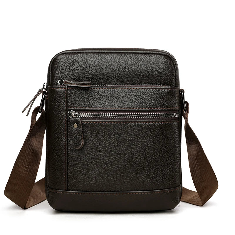 Men's Luxury Designer Genuine Leather Bag Simple Business Casual Shoulder Bag Multiple Pockets Small Crossbody Bags for Men