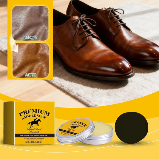 Leather Shoe Cleaner Saddle Soap Premium Shoe Care Soap To Deep Clean Condition Restore and Protect Leather Shoes and Boots