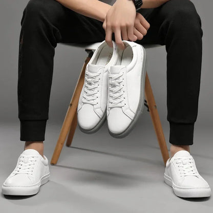 Italian Genuine Leather Men's Shoes 2025 Designer White Shoes Comfortable Walking Shoes Zapatos Para Hombre