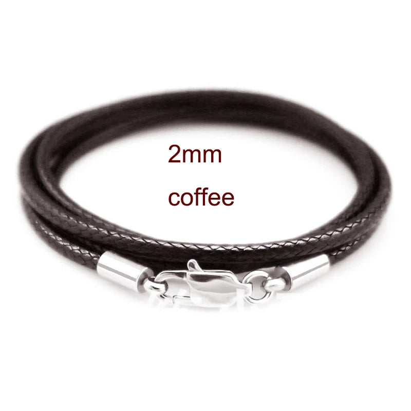 Braided Leather Cord for DIY Lanyard Pendant Necklace Making String Rope Thread Jewelry Making Stainless Steel Lobster Clasp